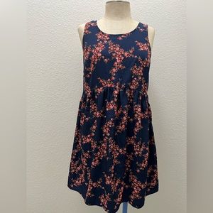 Old Navy Women’s Midi Dress Size Medium Blue with Floral Patters